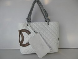 AAA Chanel Classic White Tote Bags with Snake Veins CC Logo 9005 Online
